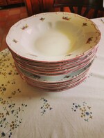 12 Zsolnay porcelain soup plates with flower patterns