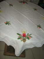 Beautiful hand-embroidered Christmas filigree tablecloth