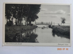 Régi képeslap:   Balatonalmádi-fürdő, Sóhajok hídja (1934)