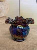 Eosin-glazed beautiful glass flower pot with ruffled edges a44