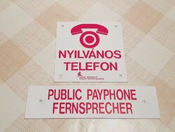 Nyilvános telefon fém tábla