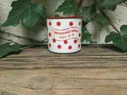 Rarity! Collector's condition polka dot enamel Women's Day souvenir mug from Bonyhád