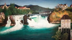 Csontváry Schaffhausen waterfall, reprint print of painting, landscape