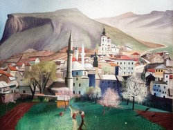 Csontváry spring in Mostar, reprint of a painting, landscape