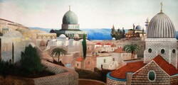 Csontváry view of the Dead Sea in Jerusalem, painting reprint print, landscape