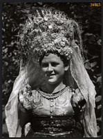 Larger size, photo art work by István Szendrő. Girl in folk costume, 1930s. Original, pec