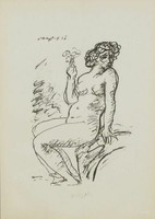 János Vaszary (1867-1939) cigarette smoking nude