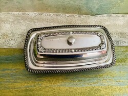 Butter dish with silver-plated lid