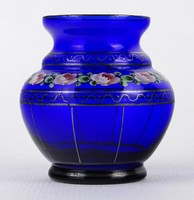 1N385 old blue parade type glass vase spherical vase