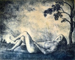 Ernő Bánk (1883 - 1962): nude in the open air 1927