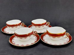 Pfeiffer lőwenstein antique Czech porcelain coffee cups with bottoms, 4 in one