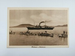 Old postcard Balaton fishing