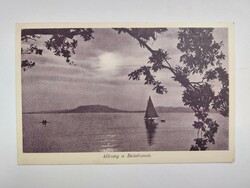 Old postcard 1936 Balaton dusk