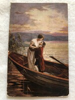 Antik, régi romantikus képeslap - 1920                    -6.