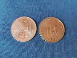 2 pieces of silver 10 marks (1989 j; 1996 a)