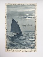 Old postcard 1941 Balaton sailing