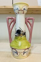 Art Nouveau vase with Béla Emil Fischer pálinka decor