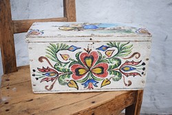 Old folk painted wooden box chest