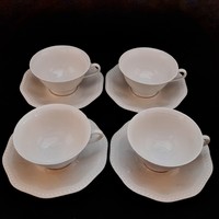 Rosenthal fehér, gyöngyös teás csészék aljjal, 4 db egyben