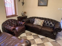 Chesterfield sofa set with free armchair.