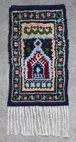 Prayer rug, wall decoration, hand-knotted rug 65 x 37 cm + 20 cm fringe