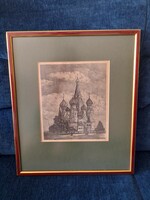 Etching from the Blazenny Cathedral in Moscow