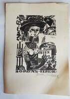 Bordás Ferenc 1911-1982 woodcut, BUÉK 1966, Dr. Bordás Ferenc signed with graphite pencil, full name