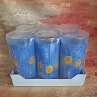 French, blue-yellow luminarc glass glasses (6 pieces)