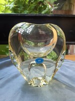 Vintage miroslav klinger marked lemon yellow bohemian glass vase