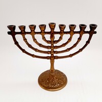 Copper menorah, Hanukkah, Hanukia, candle holder, 13 cm