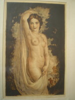 Prihoda, nude, sign, large colored etching