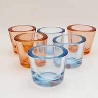 Thick-walled colored glass tumblers, 6 in one