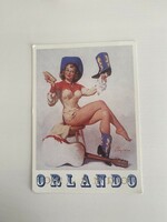 Orlando, pin up western boots sexy lady flirty postcard