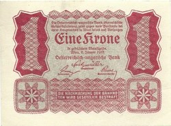 1 korona kronen 1922 Ausztria 2.