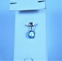 Luxurious 14k white gold pendant with blue topaz gemstone!!!
