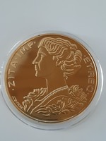 Gold medal in honor of Queen Zita 1918, minted in capsule with 24 carat gold coating unc