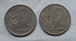 2 Korona , Csehszlovákia , 1972 , 1975 , 2db.