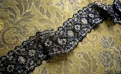 Hand embroidered! Art Nouveau tulle lace ribbon metal thread, for decoration, for creative purposes 68x9cm