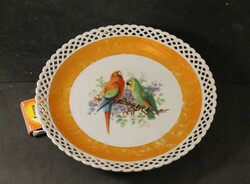 Jelzett porcelán papagájos falitányér 534