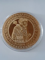 Zsigmond Rákóczi 10 gulden 1607, 24-carat gold-plated coin re-mint, in capsule,