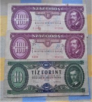 100 Forint 1992 ,1993 T2 és 10 Forint 1969 gyenge T3-4