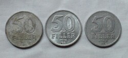 50 Fillér , Magyar Népköztársaság  , 1968 , 1976 , 1978 , 3db.