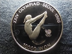 Dél-Korea Olimpiai Játékok Szöulban 1988 Műugrás .925 ezüst 10000 won 1987 PP (id62334)