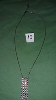 Very nice art deco stone pendant round silver plated metal necklace 44 cm long according to the pictures 10.