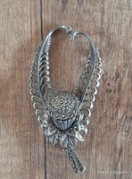 Antique silver plated brooch with marcasite