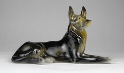 1N493 Régi nagyméretű Hollóházi porcelán németjuhász kutya 21 cm