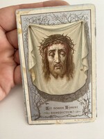 Suffering Jesus, thorn, art nouveau relief, Latin, religion, prayer picture, prayer tag, lace, lace