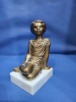 R.Kiss Lenke bronze statue of a little girl