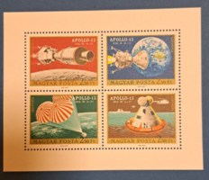 1970. Space research apollo-13 Hungarian stamp block a/9/4