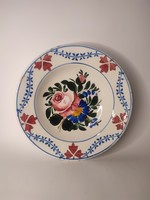 Old miskolcz-marked hard terracotta painted folk wall plate